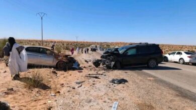 صورة إصابة سبعة أشخاص في حادث تصادم بين سيارتين عند الكلم 65 على طريق الأمل